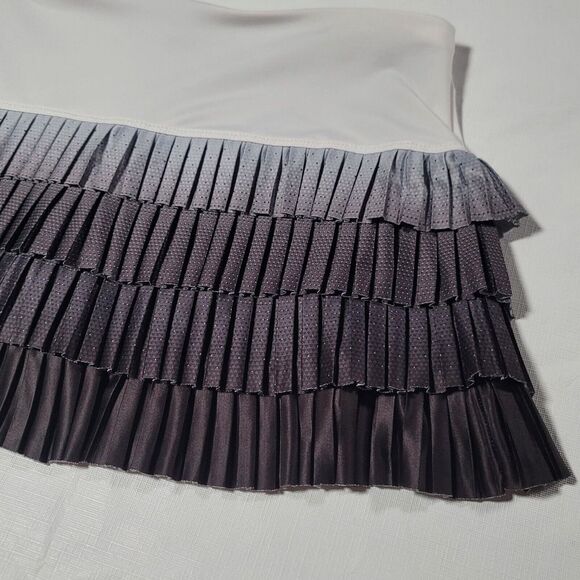 Lucky In Love Ruffle Skort Sz M Golf Tennis Beach Stretch Pleated Blk Wht Ombre - Picture 4 of 8